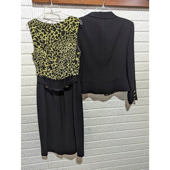 Rickie Freeman for Terri Jon Women's Size 4 Black Leopard Silk 2 Piece Dress - Picture 8 of 9